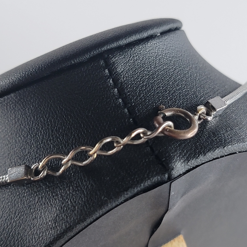 CHANEL CC Logo Rhinestone Silver Tone Necklace - Picture 9 of 10